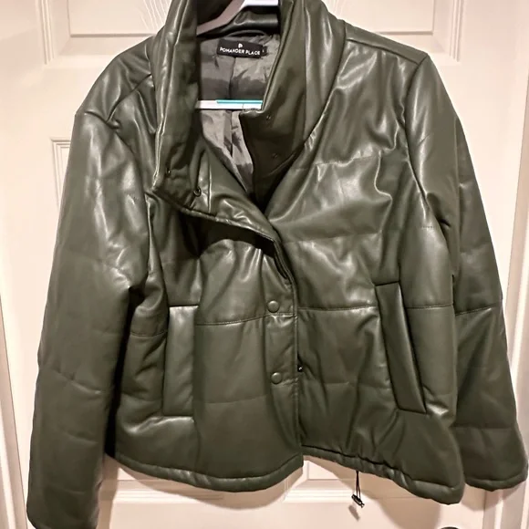 POMANDER PLACE Olive Faux Leather Ralph Jacket from TUCKERNUCK - Picture 5 of 9